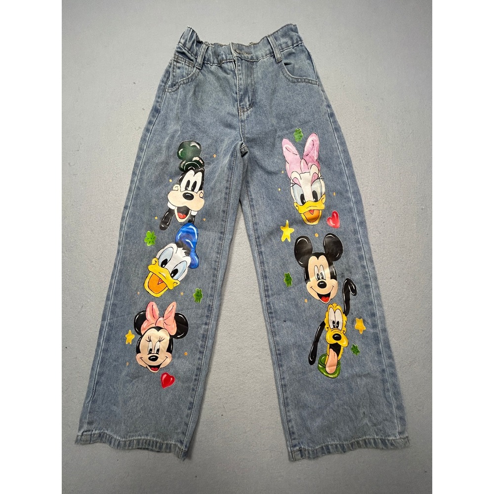 Disney Character Jeans Cotton Blend Light Wash Blue Size 150 Girls